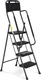 HBTower Step Ladder with Handrails, Folding Stool 4 Ladder, Black 