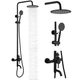 Shower Faucet Set Matte Black 8 Inch Rainfall Triple Function Stainless gotonovo