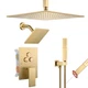 Shower System Brushed Gold Ceiling Mount 12 Head Valve VANFOXLE Push Button High