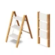 3 Step Ladder Aluminum Lightweight Folding 330lbs White Woodgrain L Taranta Wide