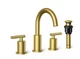 FORIOUS Brushed Gold Bathroom Faucet 3 Hole, Two Handle Bathroom Sink Faucet 