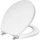 Mayfair Bennett Toilet Seat with Chrome Hinges, Slow Close Wood Round, 
