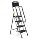 Step Ladder Folding with Handrails Anti Slip Wide Pedal Tool Bag Black HBTower