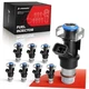 Fuel Injectors Set of 8, Upgraded 4 Holes Upgraded 4 Holes Nozzle(Gas No Flex)