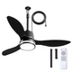 Outdoor Ceiling Fan 42 Inch IP65 Waterproof Remote Control 6 Speeds Black Amico
