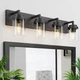 Espird Bathroom Vanity Light, 4 Light Matte Black Vanity Light with Clear Gla...