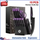 15 PCS Kitchen Knife Set with Built-in Knife Sharpener Block - Stainless Steel