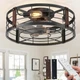 Ceiling Fan 20 Flush Mount Bladeless 6 Speed Remote Light Passky Farmhouse Fans