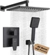 POP 9242-8B 12 in Rainfall Shower Faucet Set with Valve + Trim Kit (Matte Black)