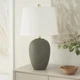 Nourison Home 23" Olive Green Ceramic Pot Table Lamp for Bedroom, Living Room...