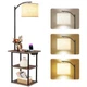 PESRAE Floor Lamp with Table,Lamps 18.9"D x 13.39"W x 59.45"H, Natural Wood