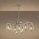 Chandelier 9 Light Brushed Nickel Glass Adjustable Height Industrial Farmhouse