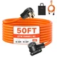 VEVOR 50 ft Dryer Extension Cord 4-Prong NEMA 14-30P to 14-30R Dryer Cord 30A
