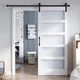 Glass Sliding Barn Door 36x84 Inch 6.6ft Hardware Kit White ROYMELO Slab
