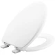 Bemis B1200E4000 Elongated Plastic Toilet Seat in White with STA-TITE, Easy-Clea