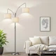 Nintiue Dimmable Floor Lamp - 3 Lights Brushed Nickel-White Shades 