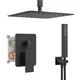Ceiling Mount Shower Faucet Set 10 Inch Rain Showerhead Matte Black HoliSpa Trim