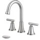 Bathroom Faucets for Sink 3 Hole, Hurran Brushed Nickel Bathroom Sink Faucet wit