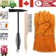 10 Inch Scratch Wire Brush & Chipping Hammer Set with Comfortable Welding Gloves