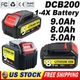 1-4X For Dewalt 20V Max 5Ah 8Ah 9Ah Lithium-ion Battery DCB206-2 DCB205-2 DCB200