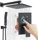 SR SUN RISE- Black Square Rainfall Shower Head and Handle Set