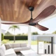 Ceiling Fan 60 Inch Walnut Finish 6 Speed Remote Control Reversible DC Obabala