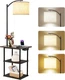 PESRAE Floor Lamp w/Table End Table with Charging Station USB & Type-C & AC Port