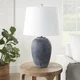 Nourison 23" Black Vintage Distressed Ceramic Pot Table Lamp for Bedroom, Liv...