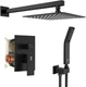 SR SUN RISE Black Square Rainfall Shower Head and Handle Set, Wall Mounted NEW