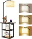PESRAE Floor Lamp w/Table End Table with Charging Station USB & Type-C & AC Port