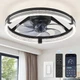Ceiling Fan 20 LED Flush Mount Remote Control 3 Colors 6 Speeds Black ZMISHIBO