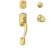 Schlage F60 CAM 605 GEO Camelot Brass Handleset w/ Georgian Knob (5-1)