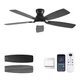 NKPU 52inch Flush Mount Ceiling Fans with Lights and Remote 52 Inch, Black 
