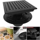 6 Inch Square Stainless Steel Floor Drain Grate Matte Black Quadrato Pattern