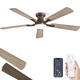 Ceiling Fan 52 Inch Flush Mount LED Light App Remote Control Brown BJ52 ZMISHIBO