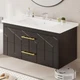 Floating Bathroom Vanity 36 inch Black Ceramic Sink Cabinet Drawers IDEALHOUSE