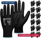 KAYGO Work Gloves for Men and Women,12 Pairs Seamless Knit PU Coated Safety Glov