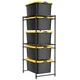Storage Rack 5 Tier Heavy Duty 525 LBS 27 Gallon Black WORKPRO Tote