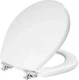 Mayfair Bennett Toilet Seat with Chrome Hinges, Slow Close Wood Seat, Secure Met