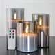 Flameless LED Pillar Candles Set of 3 Remote Control Gray Glass Eywamage Smoke