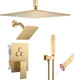 VANFOXLE Shower Faucet Set Brushed Gold Shower System,Push Button Diverter Showe