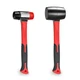 YIYITOOLS 2Pcs Hammer Set, 16oz Rubber Mallet & 40mm Double-Faced 2PCs, Black