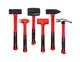 C&T 6-Piece Hammer Set, Fiberglass Handle & Mallet Set, With Shock Reduction ...