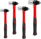 C&T 4-Piece Ball Peen Hammer Set,8 12 16 24Oz, Fiberglass Handle Hammer for Ball