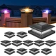 Solar Post Cap Lights 12 Pack 6x6 RGB IP65 Waterproof Black TZ15RGB APONUO Solid