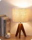 EDISHINE Tripod Table Lamp, Small Cute Bedside Lamp with Linen Beige
