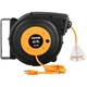 VEVOR Retractable Extension Reel, Heavy Duty 12AWG/3C SJTOW Power Cord 45 FT 12A