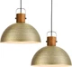 ELYONA 2 Pack  Hammered Brass Pendant Lights 16"