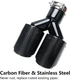 A-KARCK Carbon Fiber Exhaust Tip 2.5" Inlet to Black Pipe and Shell 