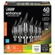 Feit Enhance CA10 E12 (Candelabra) Filament LED Bulb Soft White 60 Watt Eq 6 pk